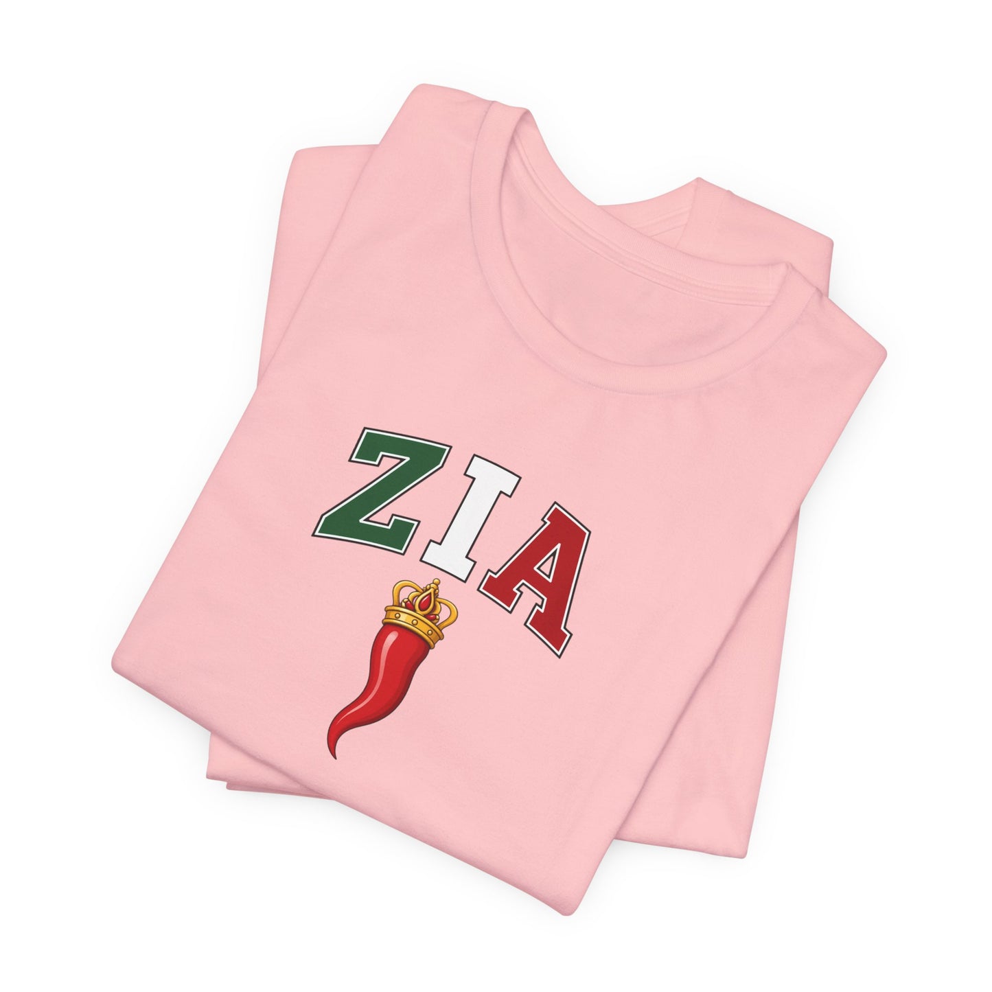 Zia Chili Pepper Tee — Italian Flag Lettering 'ZIA' Graphic T-Shirt
