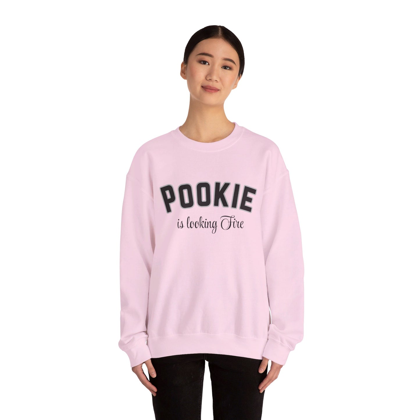 Pookie is looking fire tonight coquette shirt Unisex Heavy Blend™ Crewneck Sweatshirt, great coquette style shirt for teens back to school birthdays and Christmas sweatshirt