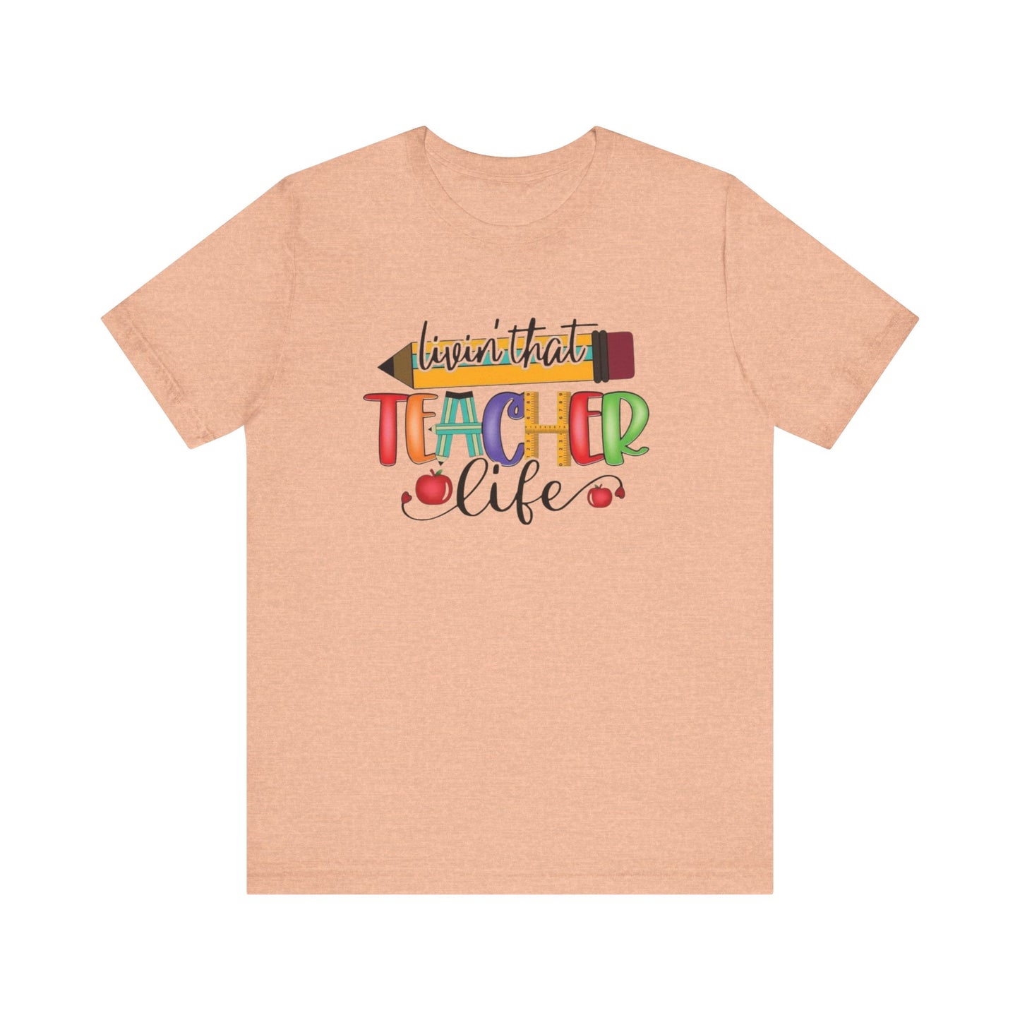 Teacher Life Unisex Jersey Tee, Fun Teacher Shirt, Back to School Gift, Classroom Apparel, Educator Pride T-shirt, Colorful Teacher Graphic
