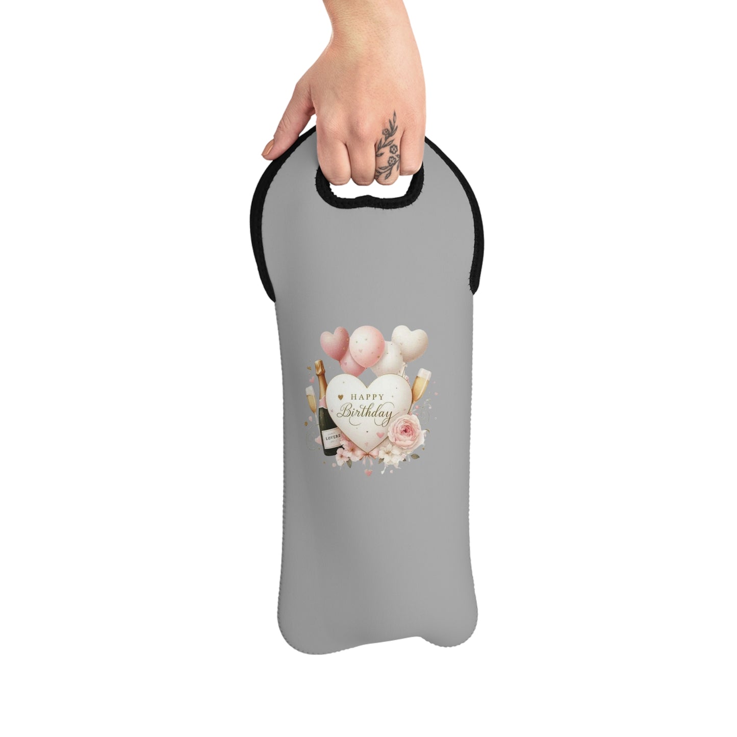 Happy birthday Tote Bag alcohol bottles wine champagne,Custom Wine Gift Carrier, Bottle Holder, Wine Lover's Gift, Wine Bottle Bag