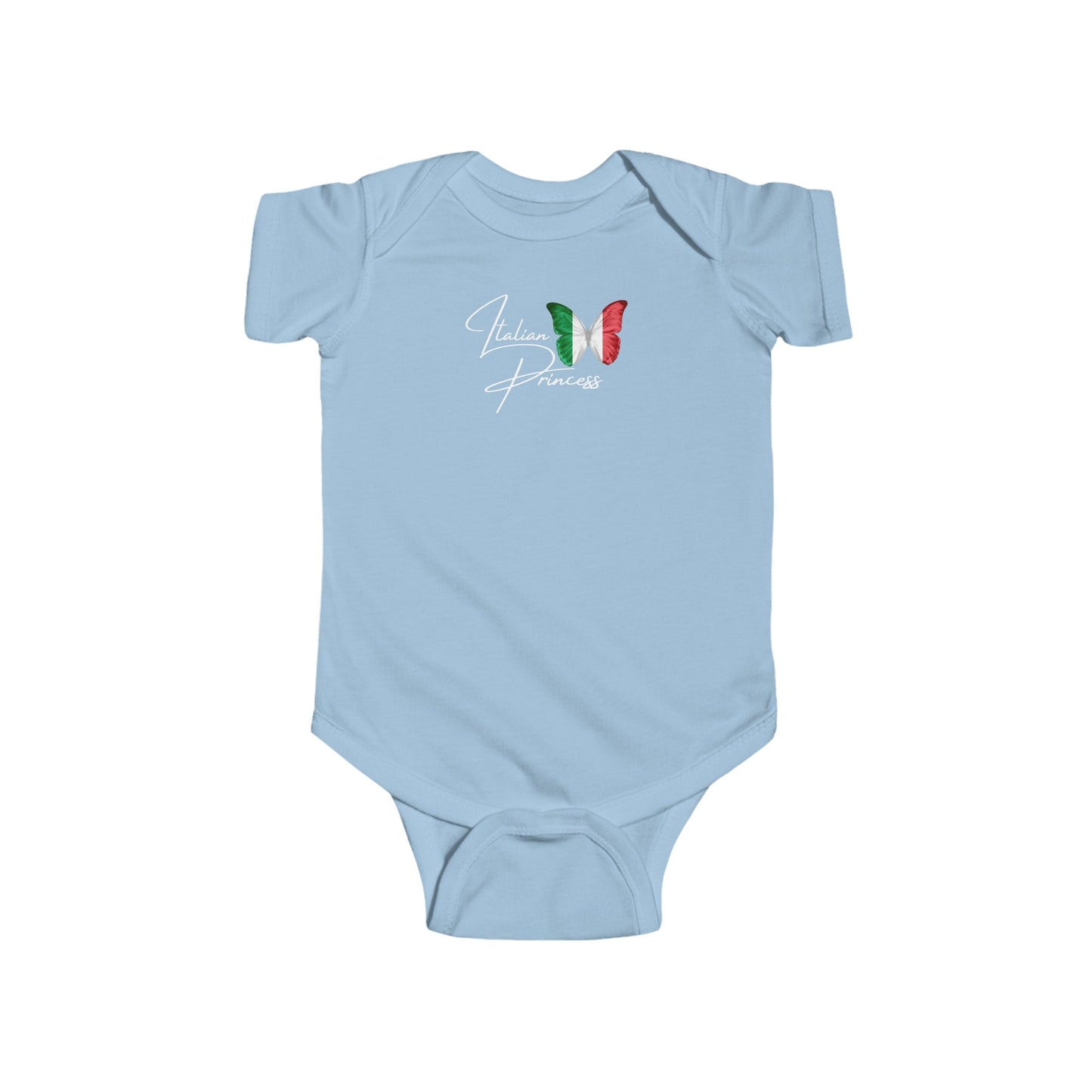Italian princess Infant Fine Jersey Bodysuit, funny baby outfit , great gift for baby shower or new born gifts , good luck , baby blessing evil eye, Italian flag butterfly