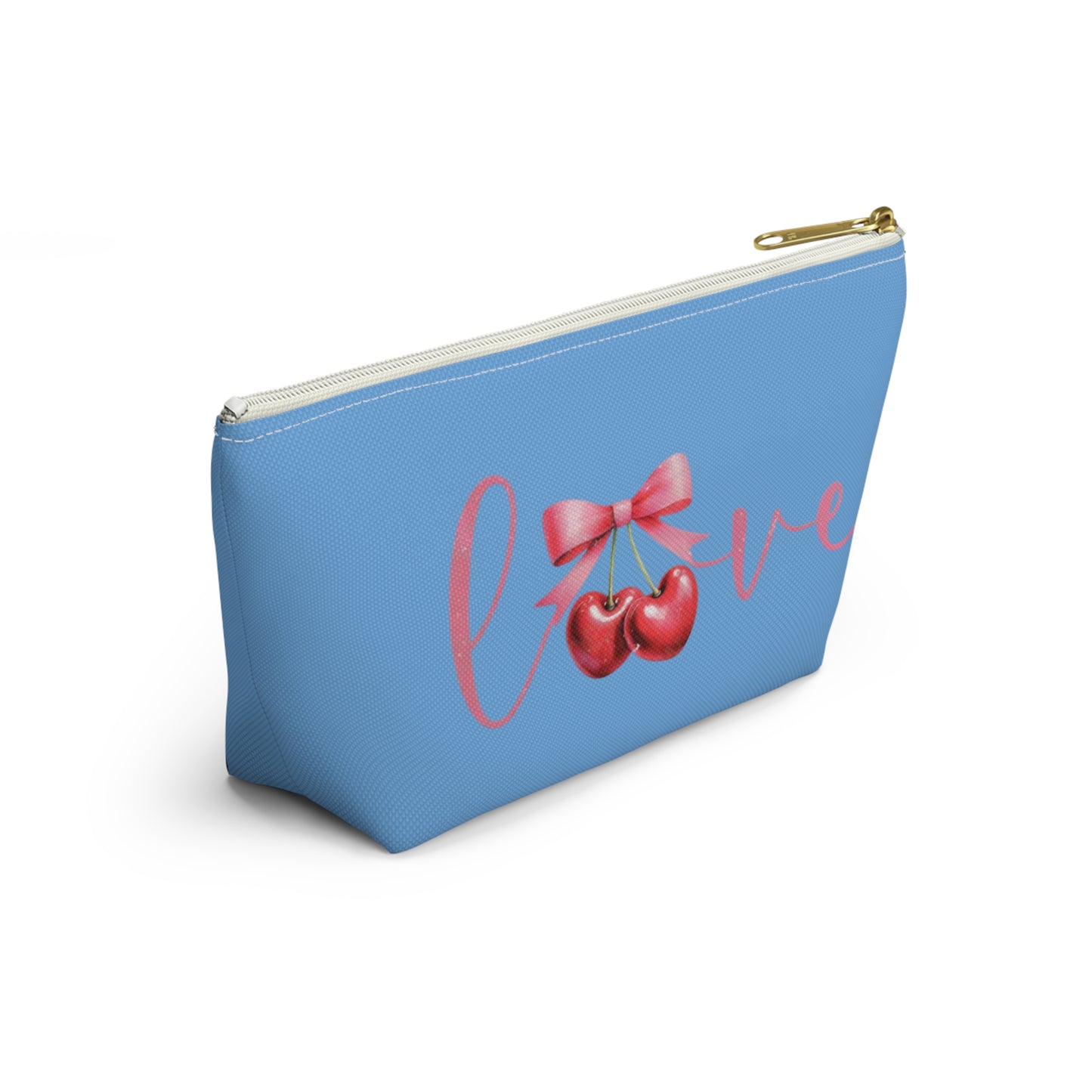 Cherry love Coquette Boutique Accessory Pouch T-bottom, Travel Toiletries Bag, Makeup Organizer Gift for Her, Zippered Cosmetic Case, Small