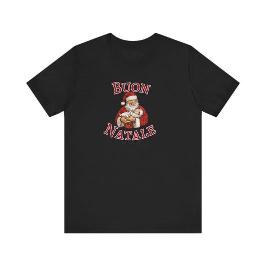 Buon Natale Santa holding cookies T-Shirt | Italian Christmas tee