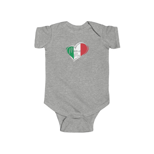 Mamma Mia Infant Fine Jersey Bodysuit, funny baby outfit , great gift for baby shower or new born gifts , good luck , baby blessing evil eye, Italian flag butterfly