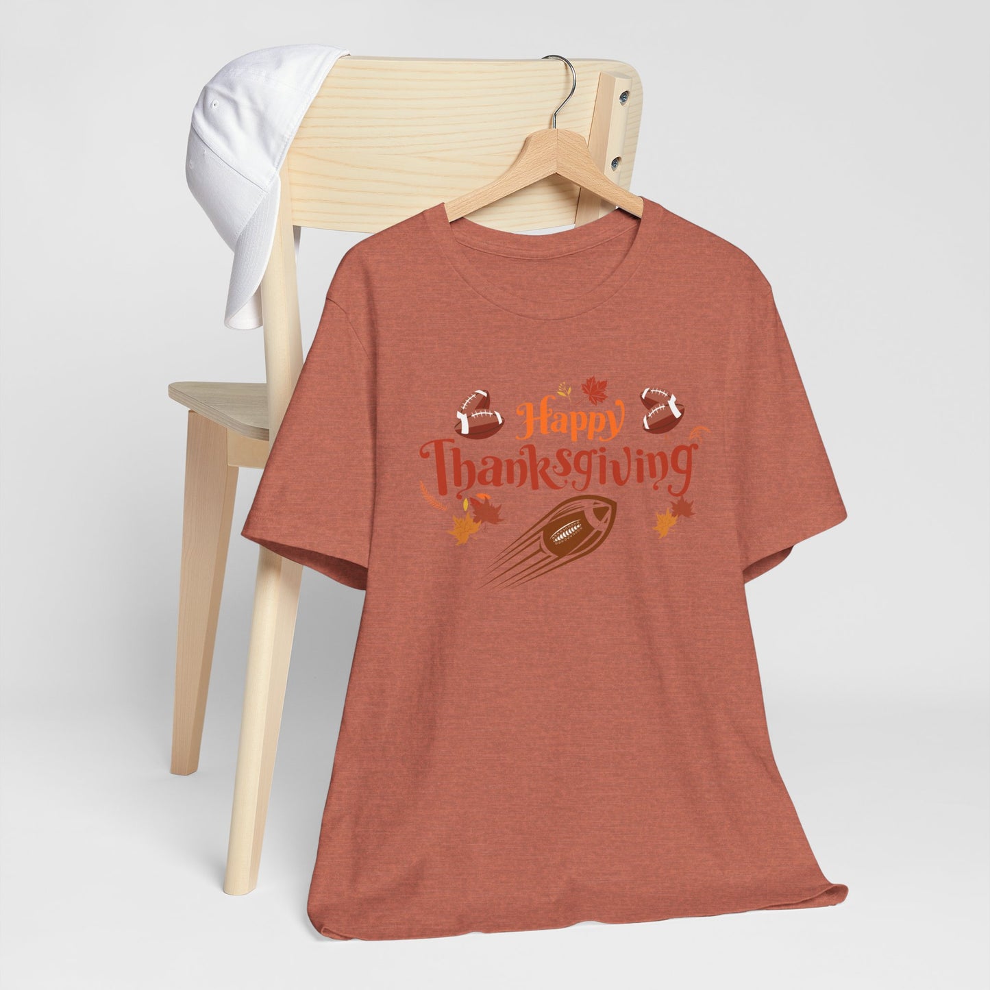 Thanksgiving Football Tee, Turkey Day Unisex Shirt, Fall Holiday Jersey, Autumn Fun Crew Neck Top, Happy Thanksgiving Apparel