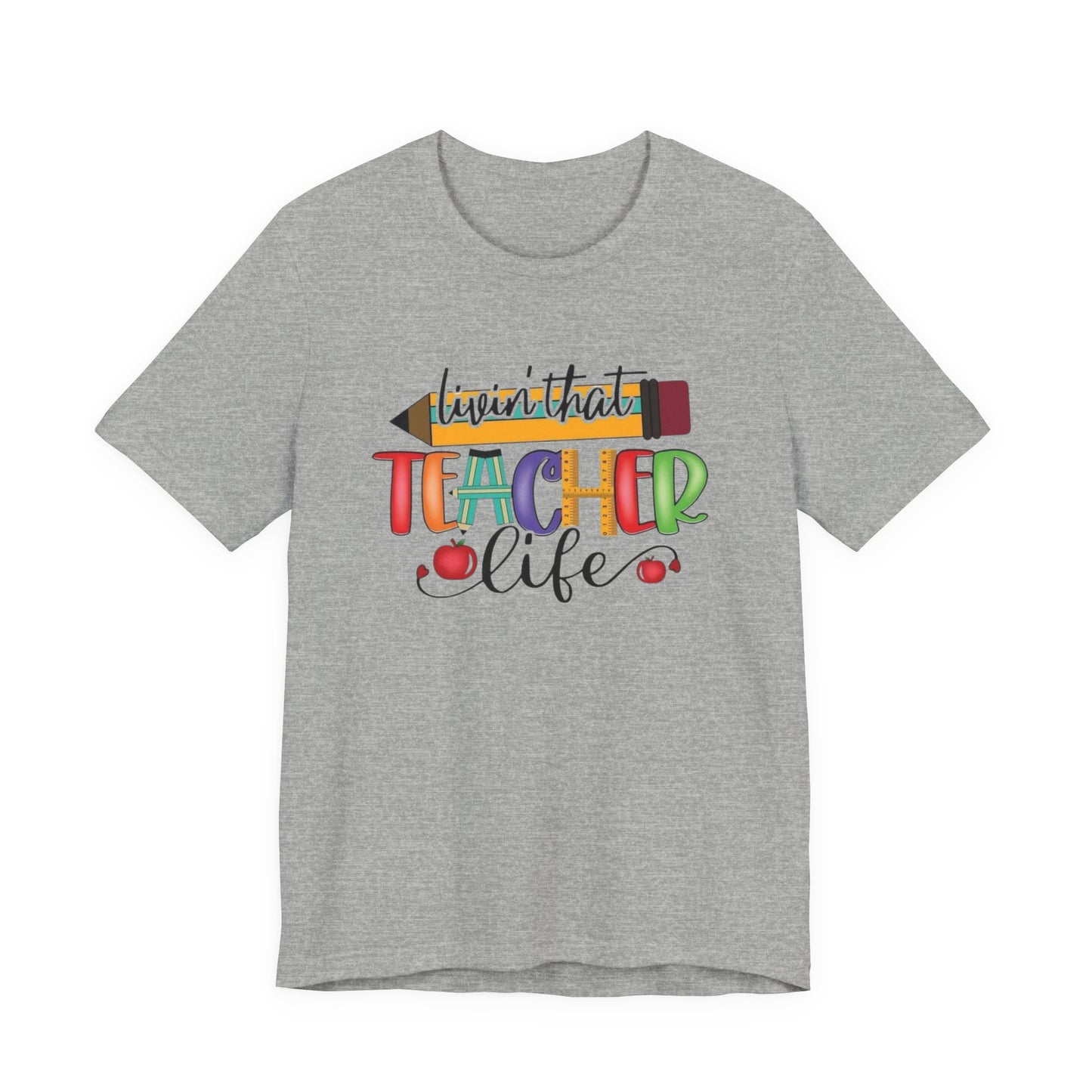 Teacher Life Unisex Jersey Tee, Fun Teacher Shirt, Back to School Gift, Classroom Apparel, Educator Pride T-shirt, Colorful Teacher Graphic