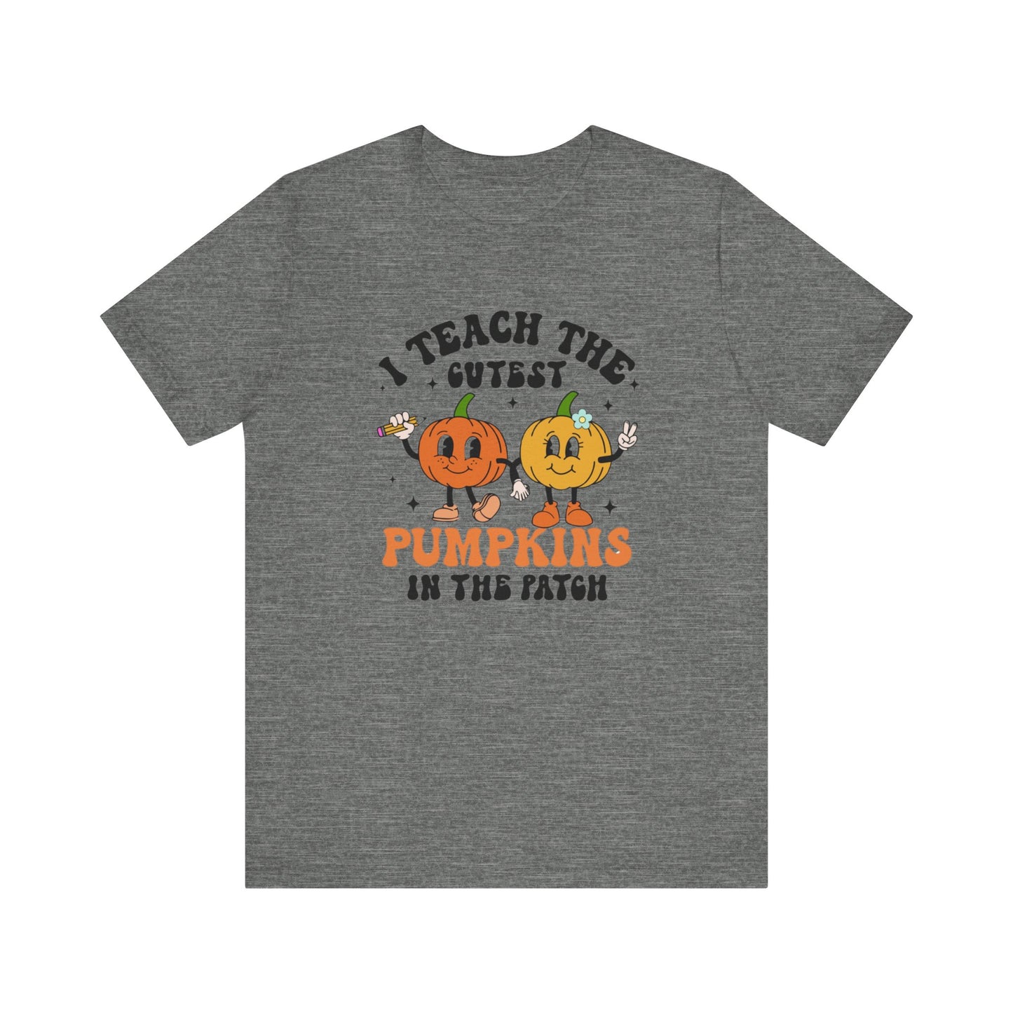 Teachers Halloween pumpkin, patch, Unisex Jersey Short Sleeve Tee, I teach cutest pumpkins in the patch shirt for teacher, Halloween shirts