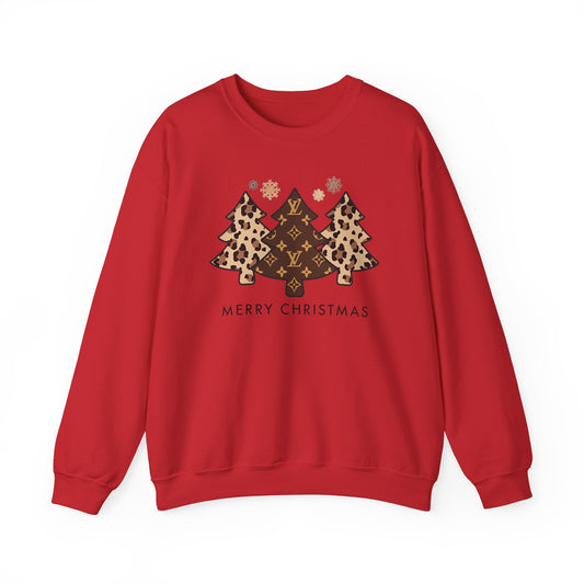 Leopard Print Christmas Sweatshirt, Cute Holiday Sweater, Festive pullover, Winter Fashion Top, great teen holiday sweatshirt