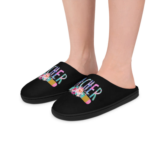 Slippers, Cute Teacher Slippers, Women's House Shoes, Cozy Indoor Footwear, Gift for Her, Teacher Appreciation Gift