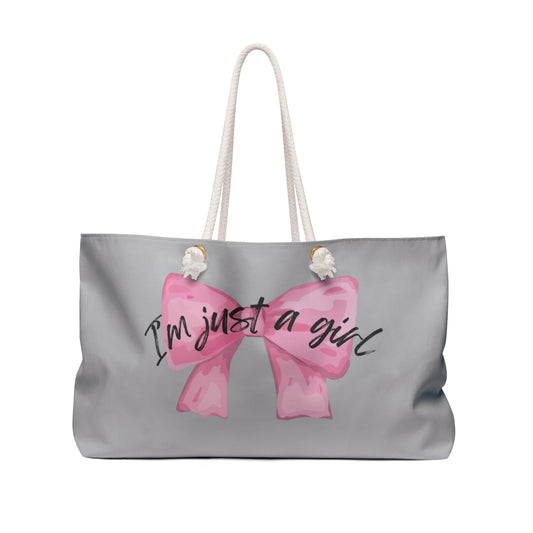 I am just a girl Coquette Weekender Bag, Stylish Tote for Travel, Overnight Bag, Large Weekend Purse, Carry-On Luggage, Floral Print