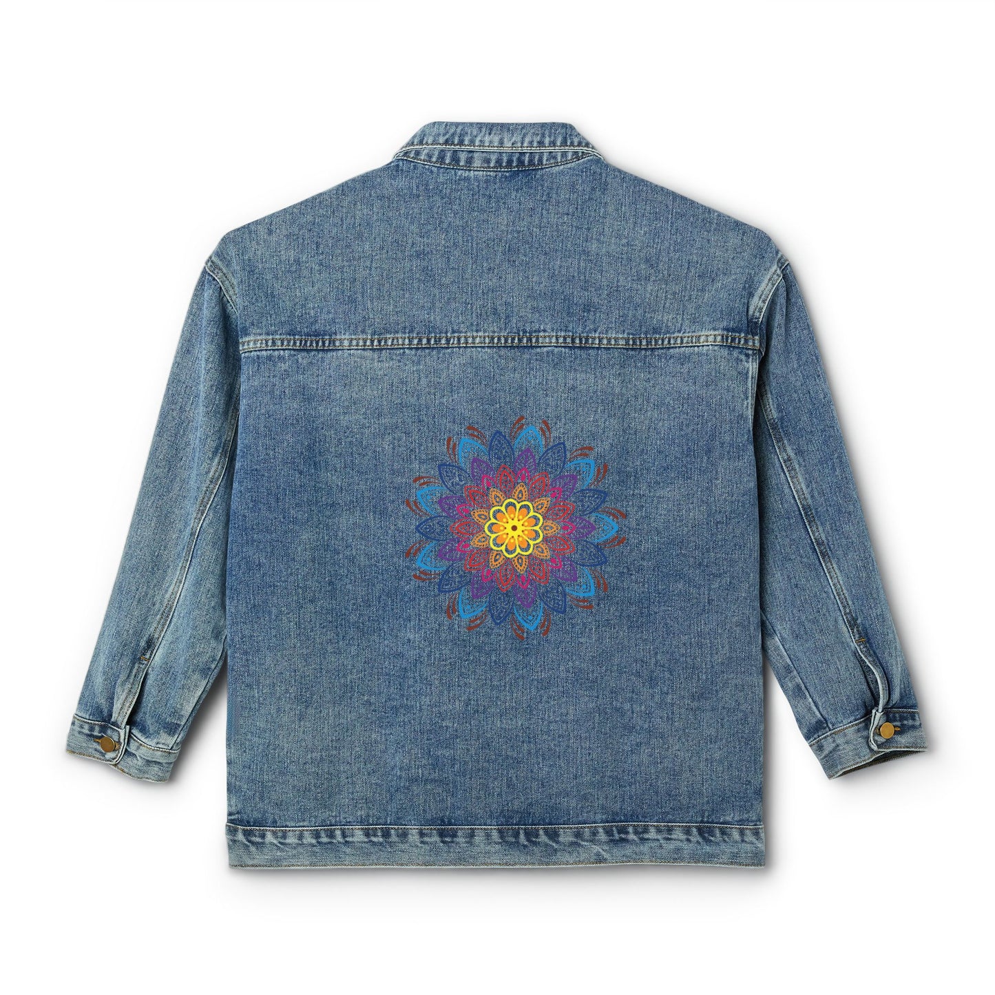 Flower butterfly Evil eye Women's Denim Jacket, great custom Jean jacket for Christmas birthday gifts, teen Christmas gift ideas . Back to school fall denim jacket