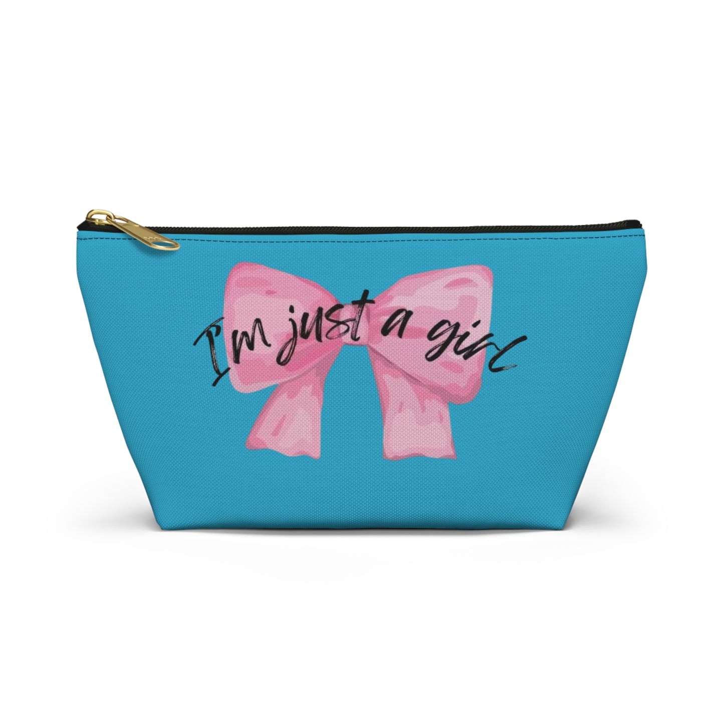 Just a girl Coquette Boutique Accessory Pouch w T-bottom, Travel Toiletries Bag, Makeup Organizer Gift for Her, Zippered Cosmetic Case
