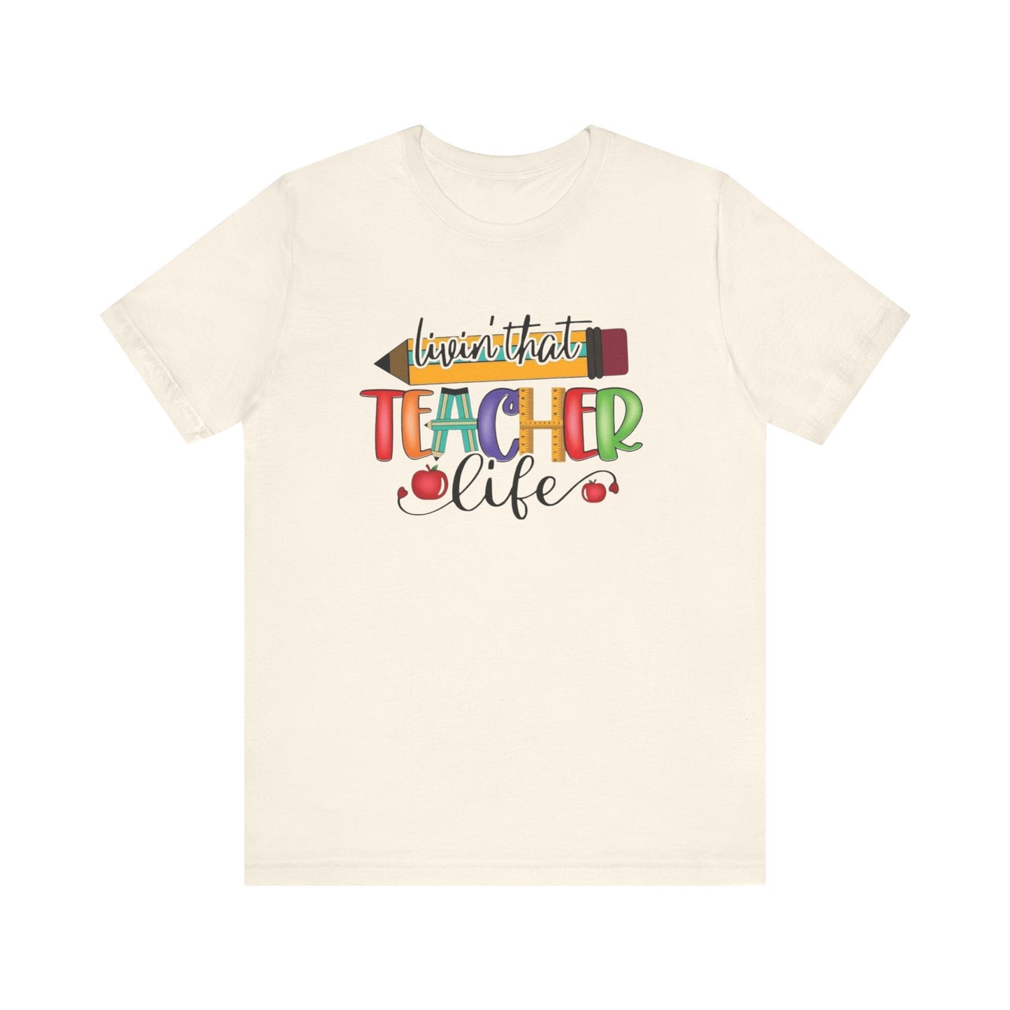 Teacher Life Unisex Jersey Tee, Fun Teacher Shirt, Back to School Gift, Classroom Apparel, Educator Pride T-shirt, Colorful Teacher Graphic