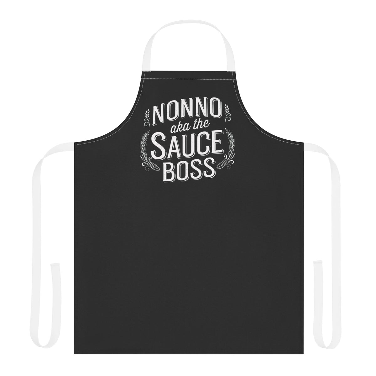 Black apron with 'NONNO aka the SAUCE BOSS' front graphic