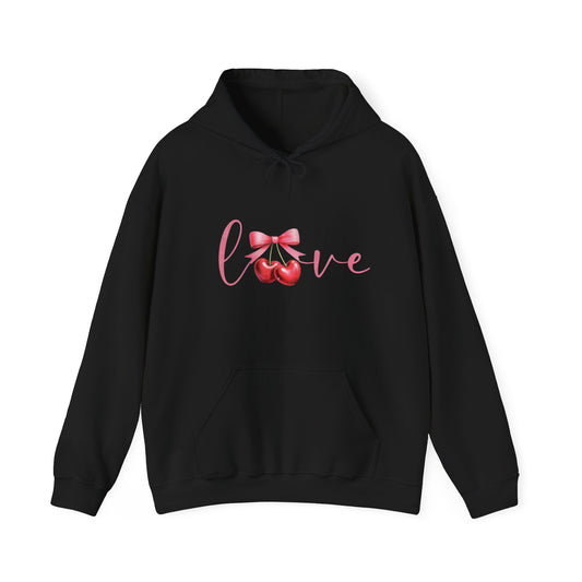 Valentine Coquette Cherry Love Hoodie, Romantic Unisex Sweatshirt, Valentine's Day Gift, Love Theme Pullover, Cute Valentine's Apparel