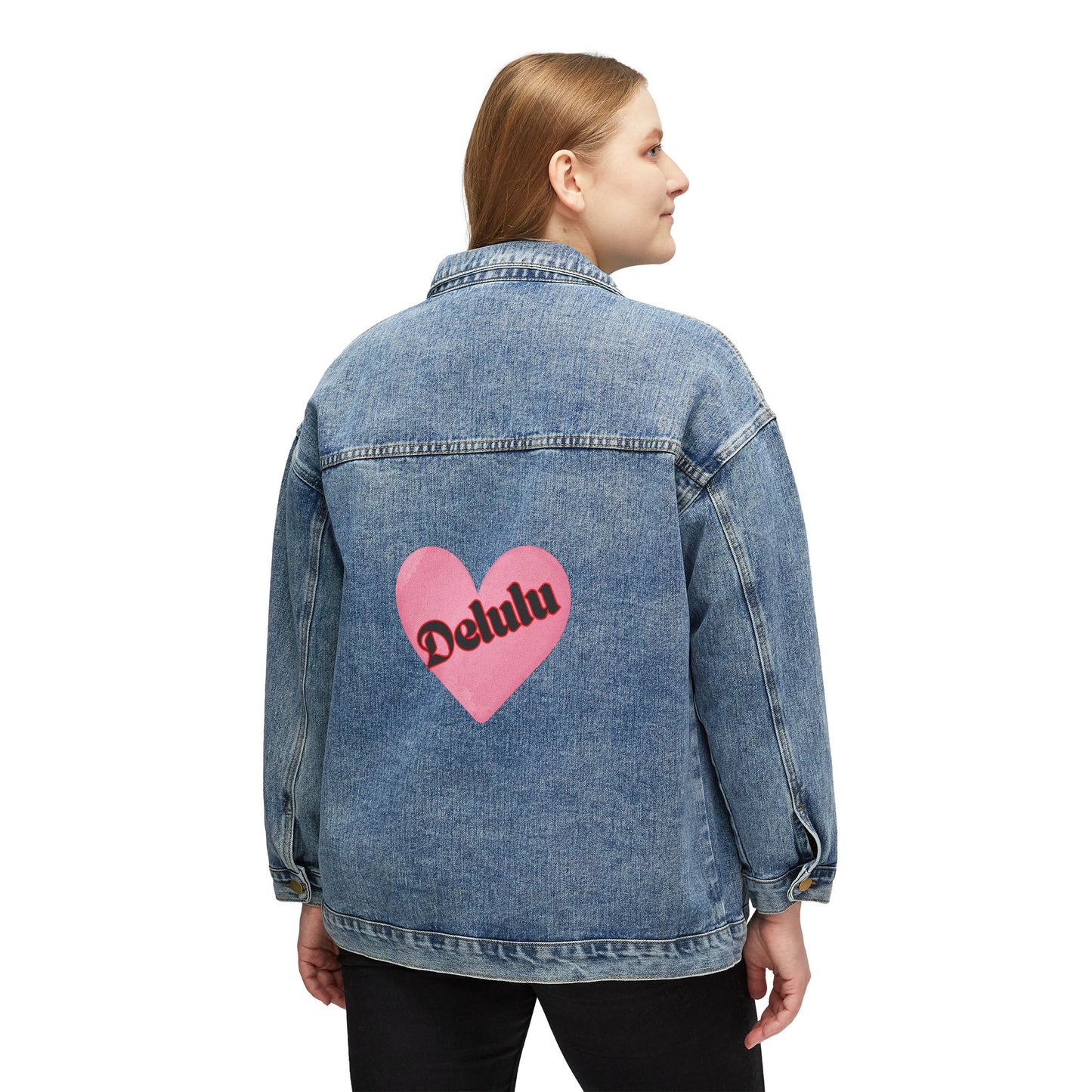 Delulu Women's Denim Jacket, great custom Jean jacket for Christmas birthday gifts, teen Christmas gift ideas . Back to school fall denim jacket