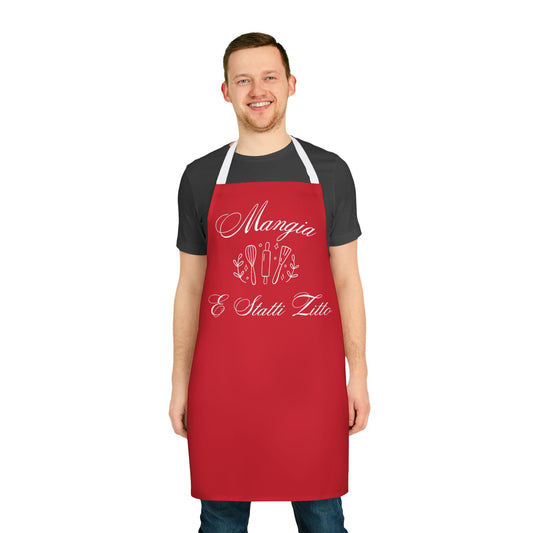 Italian kitchen apron, Mangia e statti zitto, shut up sit down time to eat, baking gift, birthday gift, Kitchen apron