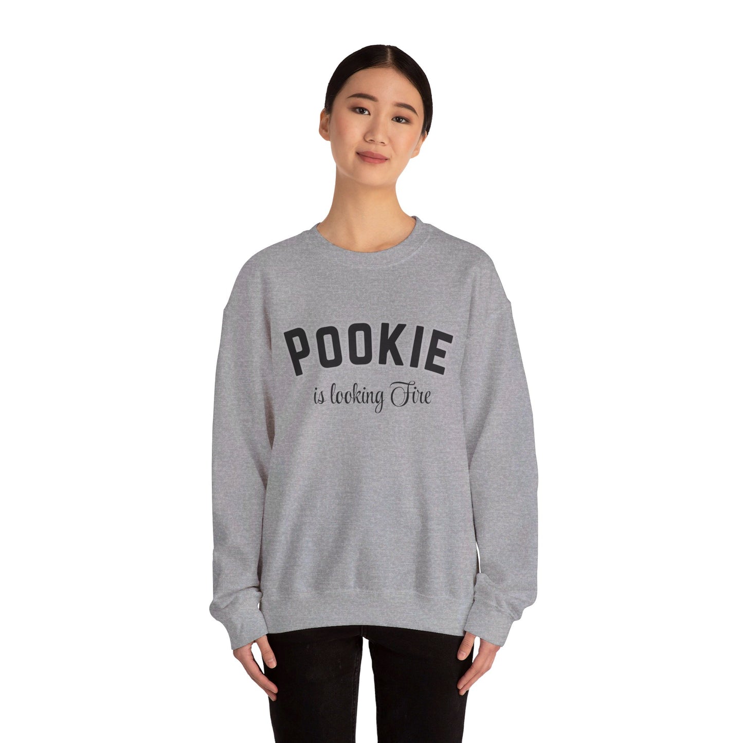 Pookie is looking fire tonight coquette shirt Unisex Heavy Blend™ Crewneck Sweatshirt, great coquette style shirt for teens back to school birthdays and Christmas sweatshirt