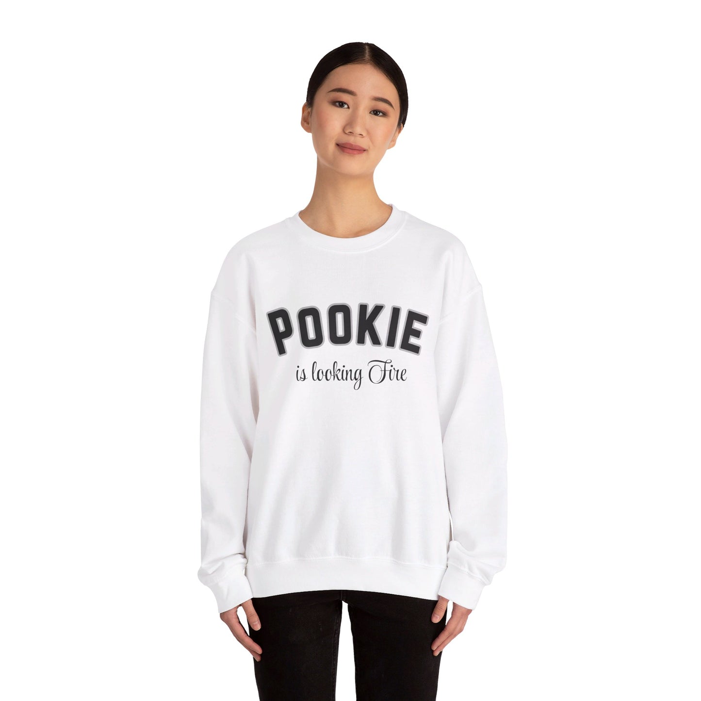 Pookie is looking fire tonight coquette shirt Unisex Heavy Blend™ Crewneck Sweatshirt, great coquette style shirt for teens back to school birthdays and Christmas sweatshirt