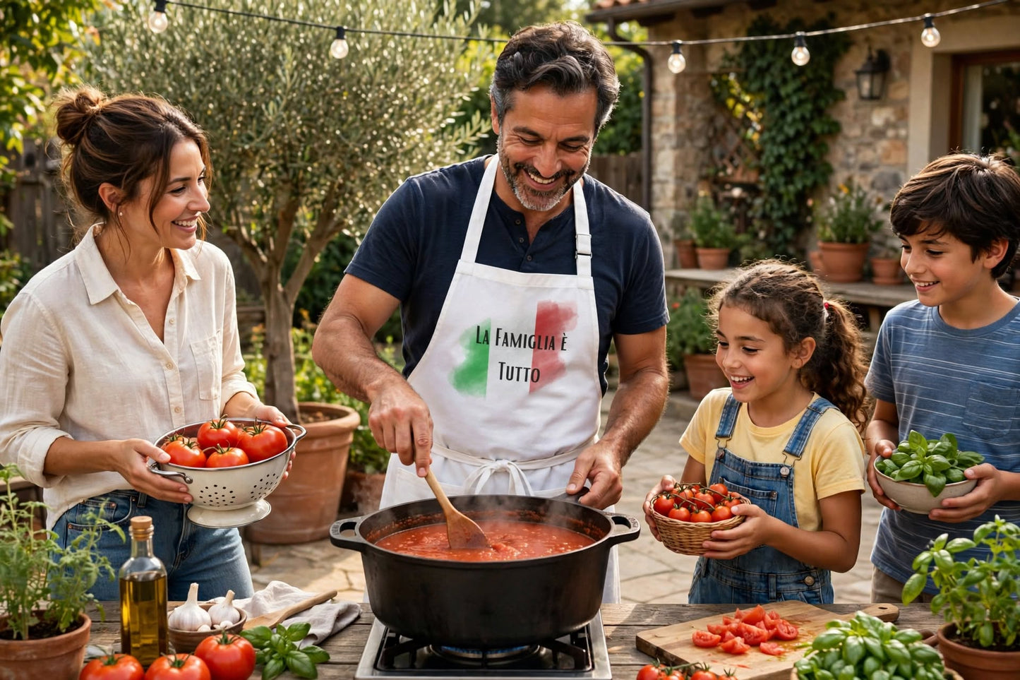 Italian Flag Apron - "La Famiglia è Tutto" Kitchen Apron