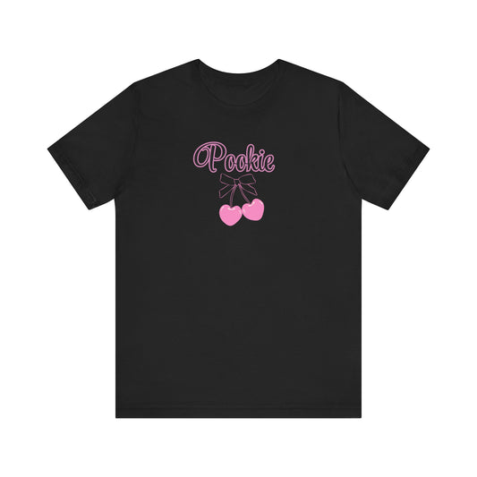 Pookie coquette style cherries Unisex Jersey Short Sleeve Tee, great shirt for teens, birthdays, Christmas, and back to school