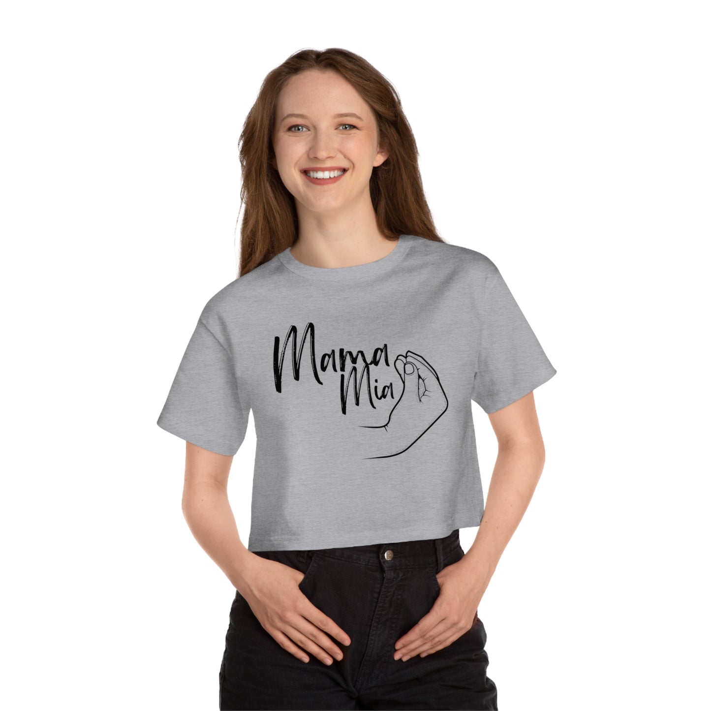 Mamma Mia Champion Women's Heritage Cropped T-Shirt, Italian inspired ciao lemons love Italy shirt for women, birthday travel Christmas gift