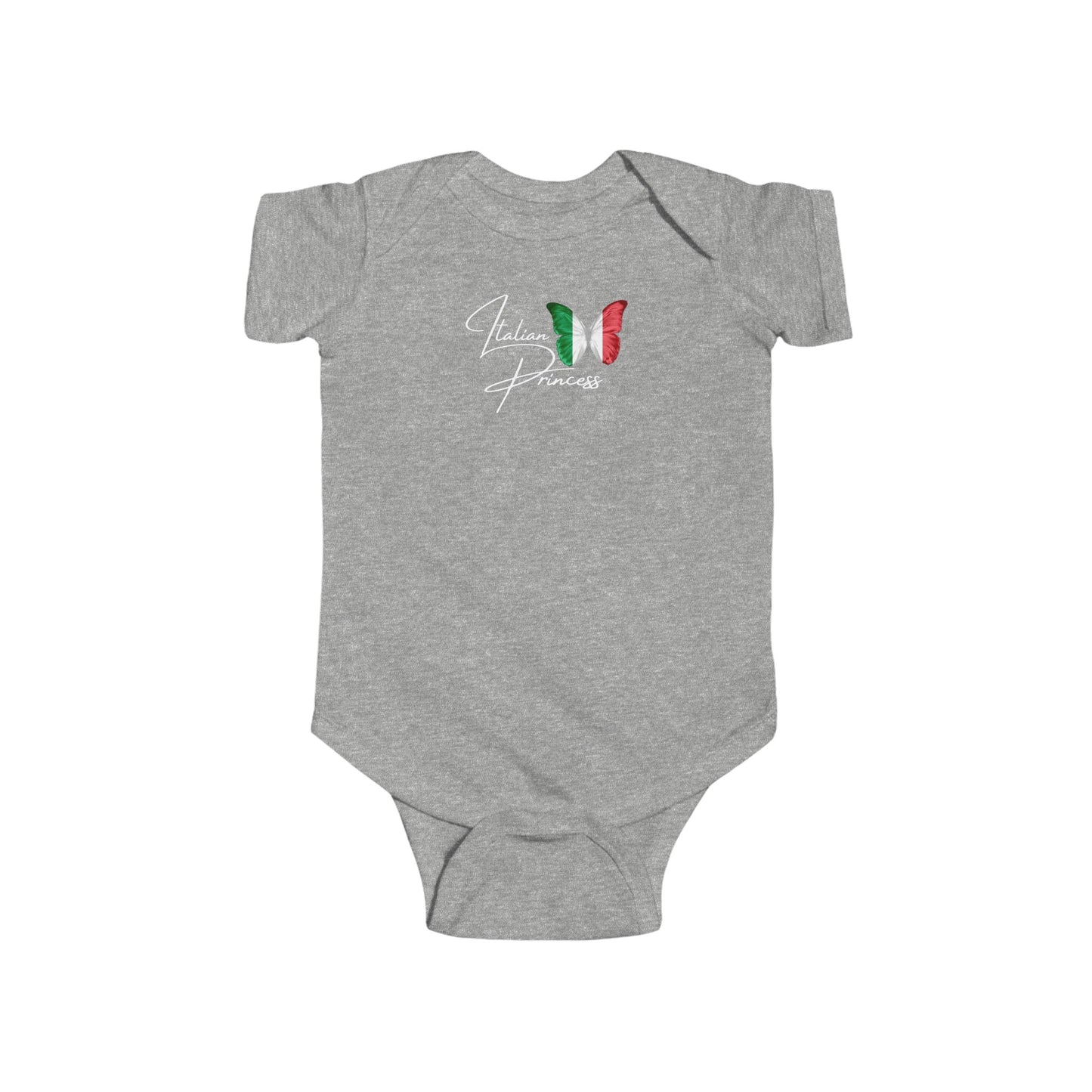 Italian princess Infant Fine Jersey Bodysuit, funny baby outfit , great gift for baby shower or new born gifts , good luck , baby blessing evil eye, Italian flag butterfly