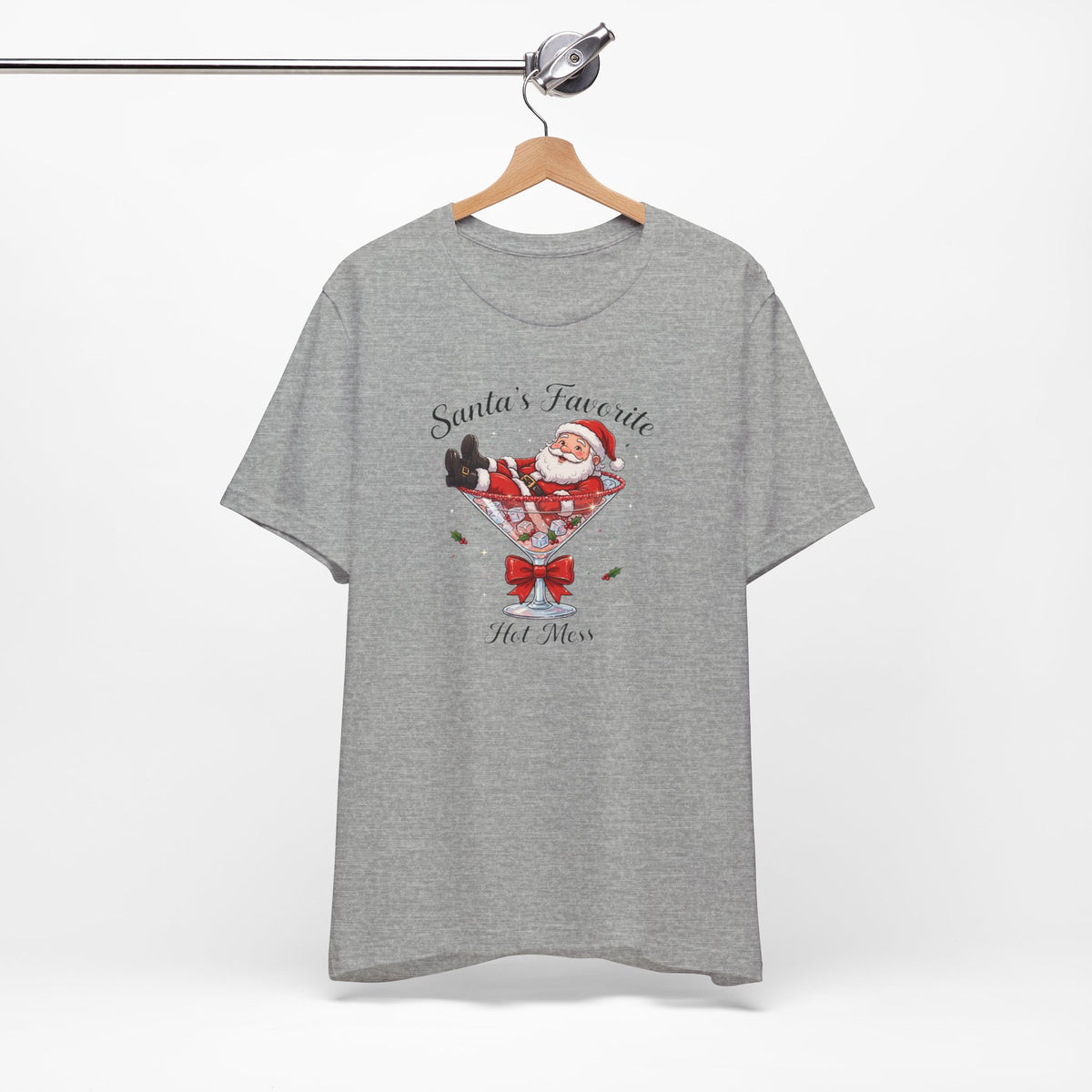 Santa Favorite Hot Mess martini Glass Shirt | Christmas Santa Cocktail Tee