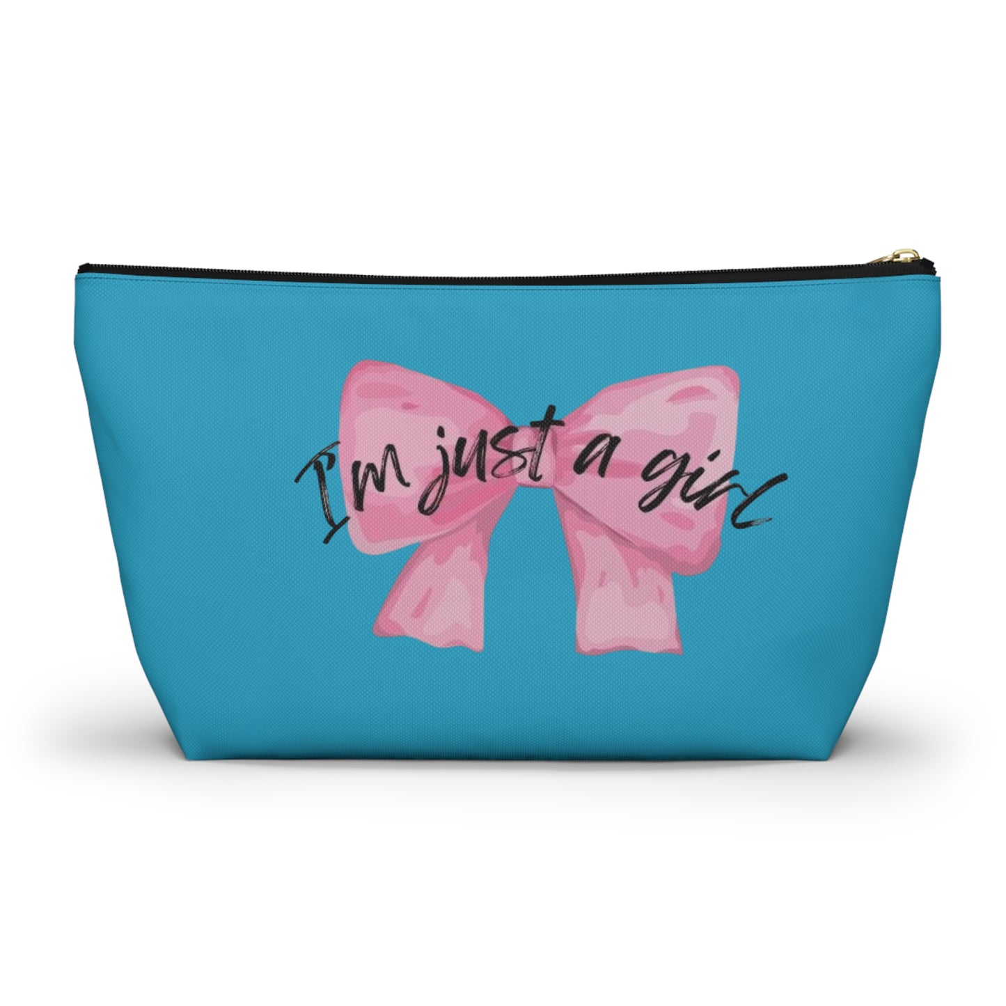 Just a girl Coquette Boutique Accessory Pouch w T-bottom, Travel Toiletries Bag, Makeup Organizer Gift for Her, Zippered Cosmetic Case