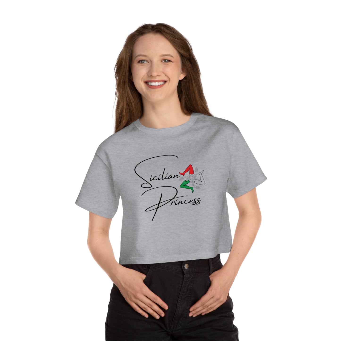 Sicilian princess Italia Champion Women's Heritage Cropped T-Shirt, Italian inspired ciao lemons love Italy shirt for women, birthday travel Christmas gift