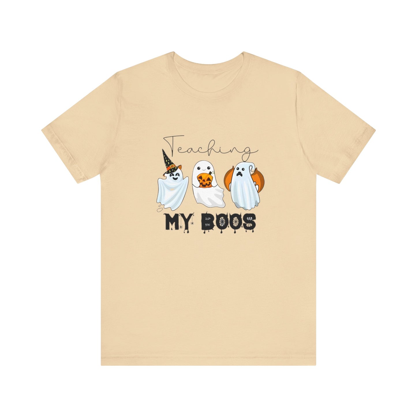 Teachers Halloween pumpkin, patch, Unisex Jersey Short Sleeve Tee, spooky teacher, teacher, Halloween shirts. Halloween shirts for men and women teachers.