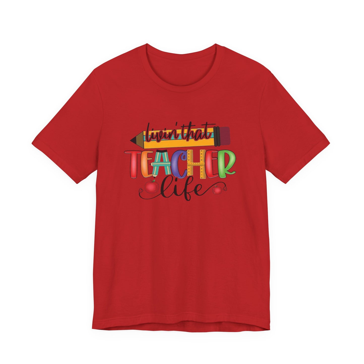 Teacher Life Unisex Jersey Tee, Fun Teacher Shirt, Back to School Gift, Classroom Apparel, Educator Pride T-shirt, Colorful Teacher Graphic