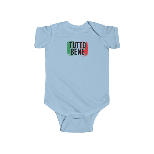 Tutti bene Italian inspired Infant Fine Jersey Bodysuit, funny baby body suit, baby shower and newborn gifts, Italian baby gifts