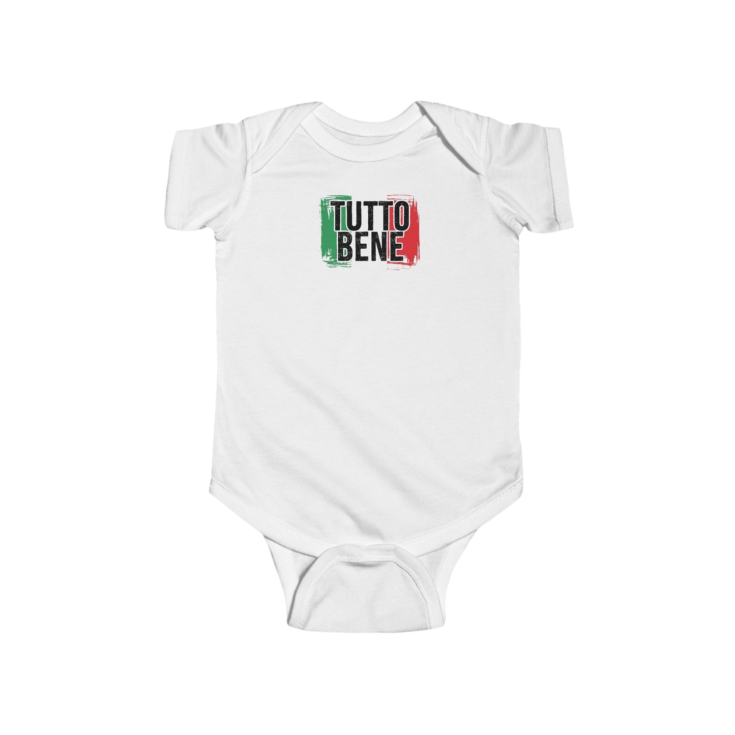Tutti bene Italian inspired Infant Fine Jersey Bodysuit, funny baby body suit, baby shower and newborn gifts, Italian baby gifts