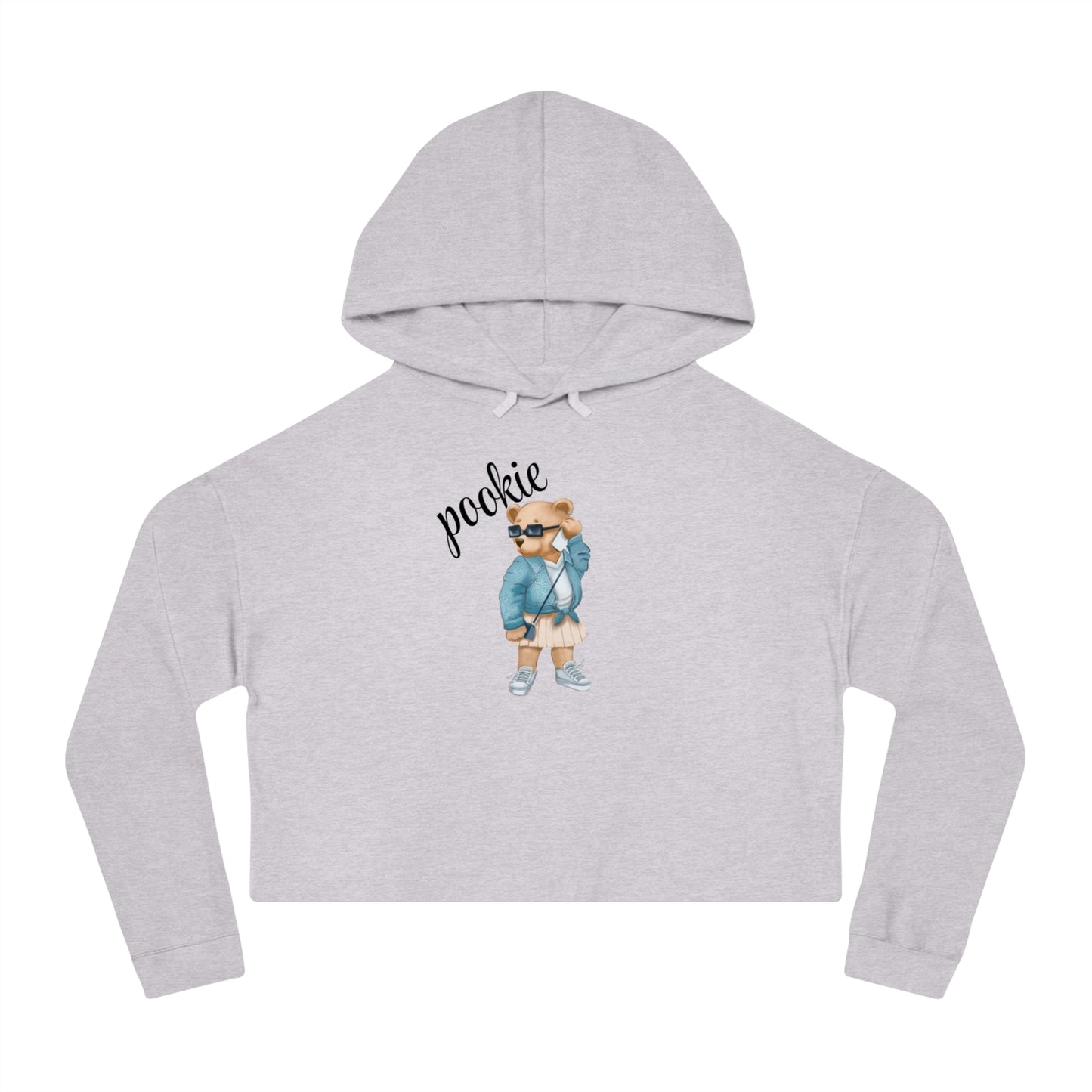 Pookie bear Womens Cropped Hooded Sweatshirt, cute cropped hoodie sweatshirt , great for birthdays anniversary Christmas gifts