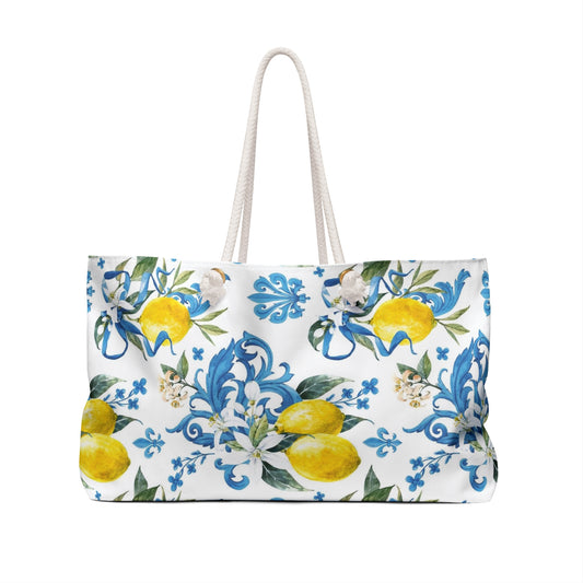 Italy inspired lemons Weekender Bag, Italian summers, great gift for family members, travel pool and beach