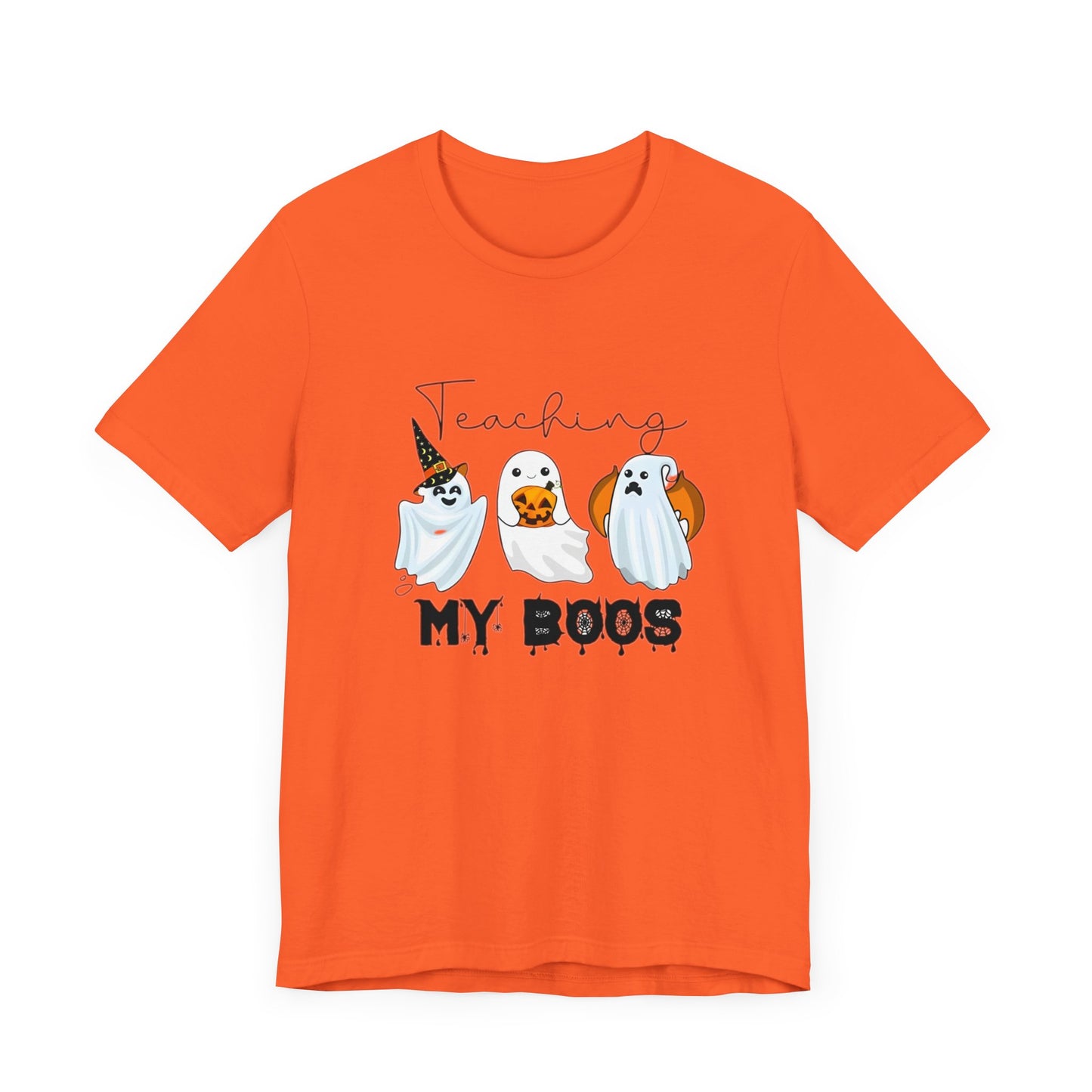Teachers Halloween pumpkin, patch, Unisex Jersey Short Sleeve Tee, spooky teacher, teacher, Halloween shirts. Halloween shirts for men and women teachers.