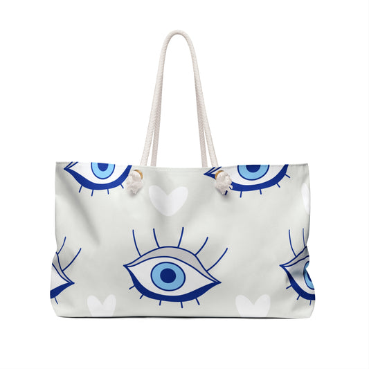 Evil eye Weekender Bag, tote bag evil eye hamsa positive energy, great tote bag for school, middle school and high school