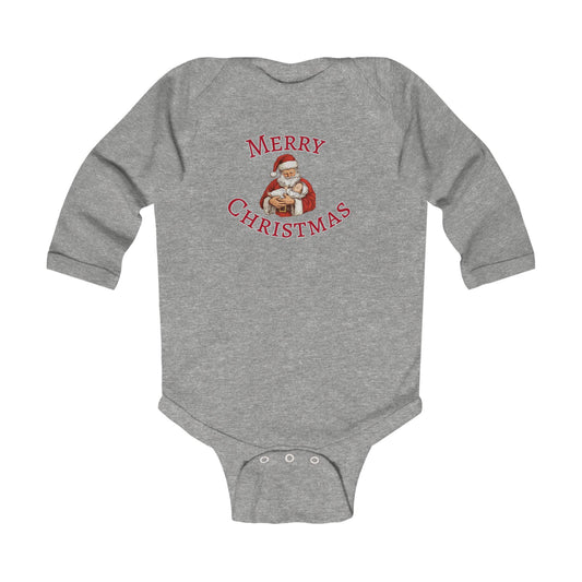 Merry Christmas Santa graphic Infant Bodysuit | Christmas baby long sleeve