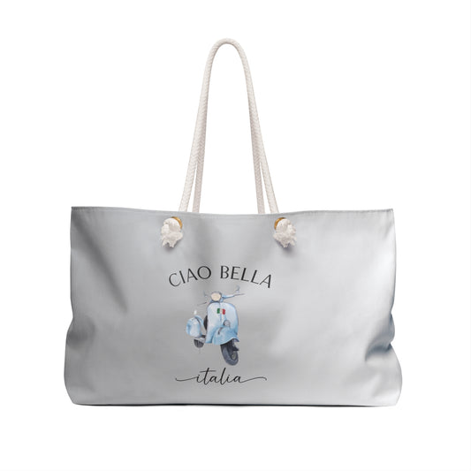 Ciao-Bella Italia Weekender Bag, Italian inspired Italy travel tote bag, great gift for friends and family