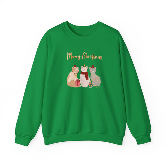Merry Christmas sweatshirt, cat Christmas, meow Christmas, Crewneck Sweatshirt
