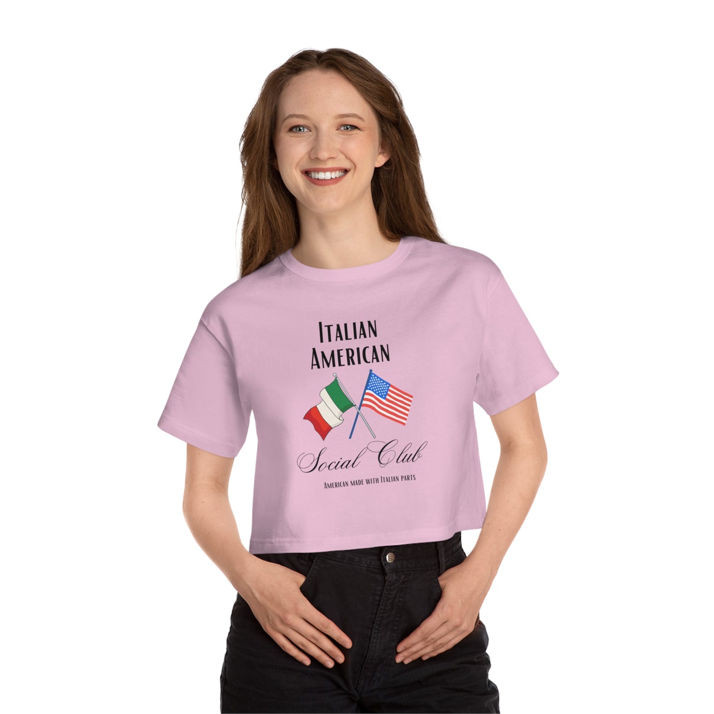Italian American Champion Women's Heritage Cropped T-Shirt, Italian inspired ciao lemons love Italy shirt for women, birthday travel Christmas gift