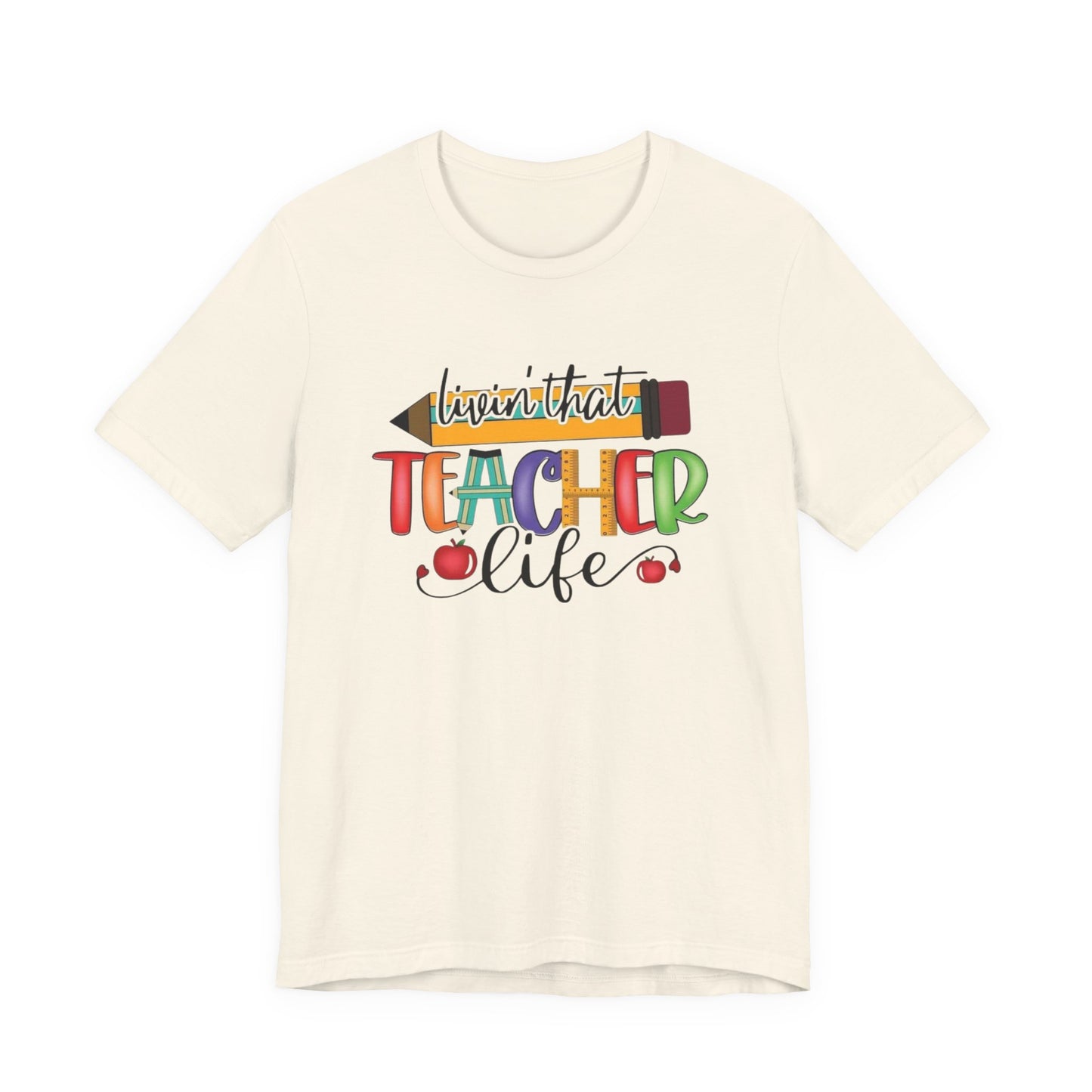 Teacher Life Unisex Jersey Tee, Fun Teacher Shirt, Back to School Gift, Classroom Apparel, Educator Pride T-shirt, Colorful Teacher Graphic