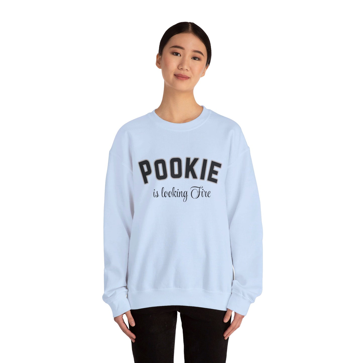 Pookie is looking fire tonight coquette shirt Unisex Heavy Blend™ Crewneck Sweatshirt, great coquette style shirt for teens back to school birthdays and Christmas sweatshirt