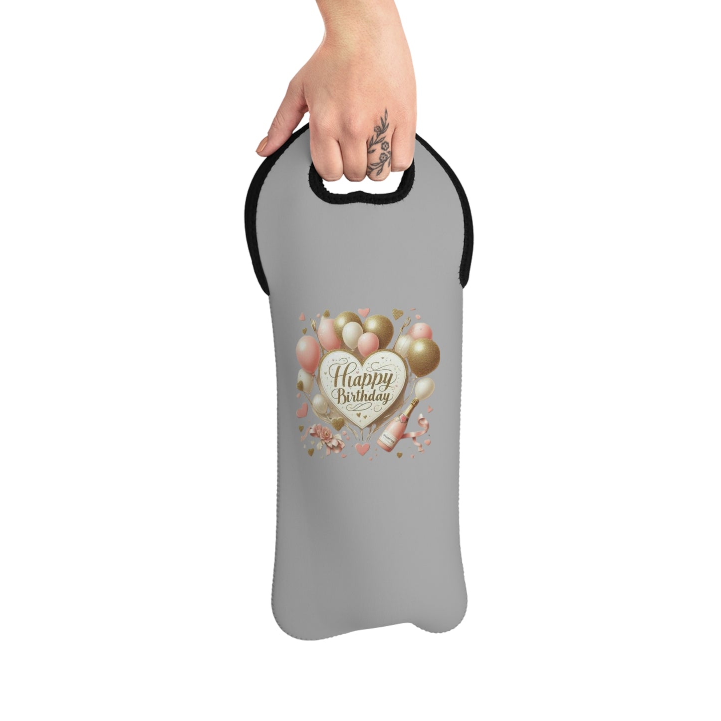 Happy birthday Tote Bag alcohol bottles wine champagne,Custom Wine Gift Carrier, Bottle Holder, Wine Lover's Gift, Wine Bottle Bag