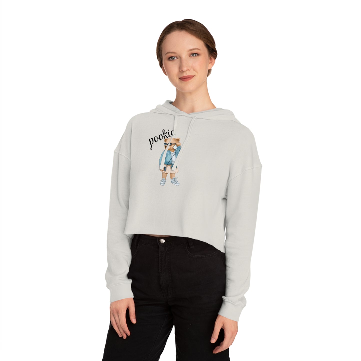 Pookie bear Womens Cropped Hooded Sweatshirt, cute cropped hoodie sweatshirt , great for birthdays anniversary Christmas gifts