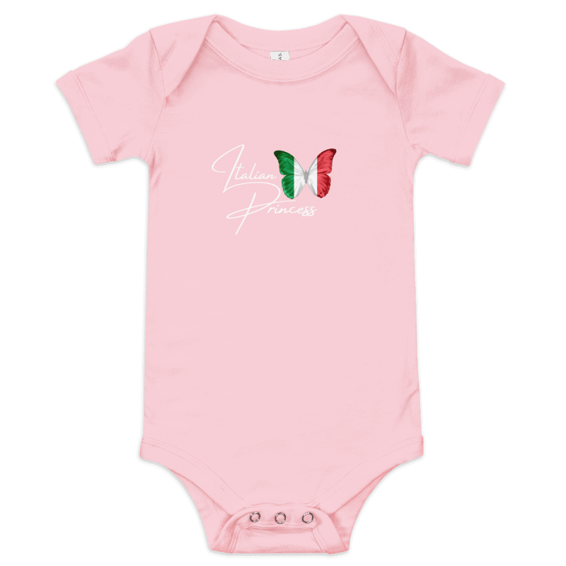 Italian princess Infant Fine Jersey Bodysuit, funny baby outfit , great gift for baby shower or new born gifts , good luck , baby blessing evil eye, Italian flag butterfly