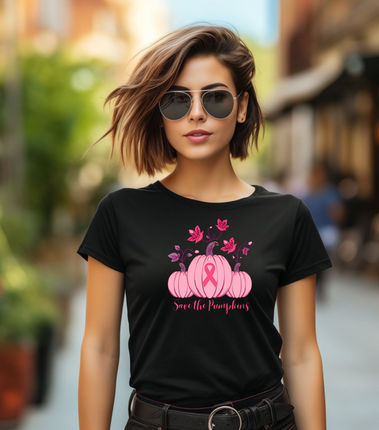 Pink Pumpkin Awareness Tee - Breast Cancer Awareness Month T-Shirt, Fall Fashion, Unisex Short Sleeve Shirt, Gift for Her