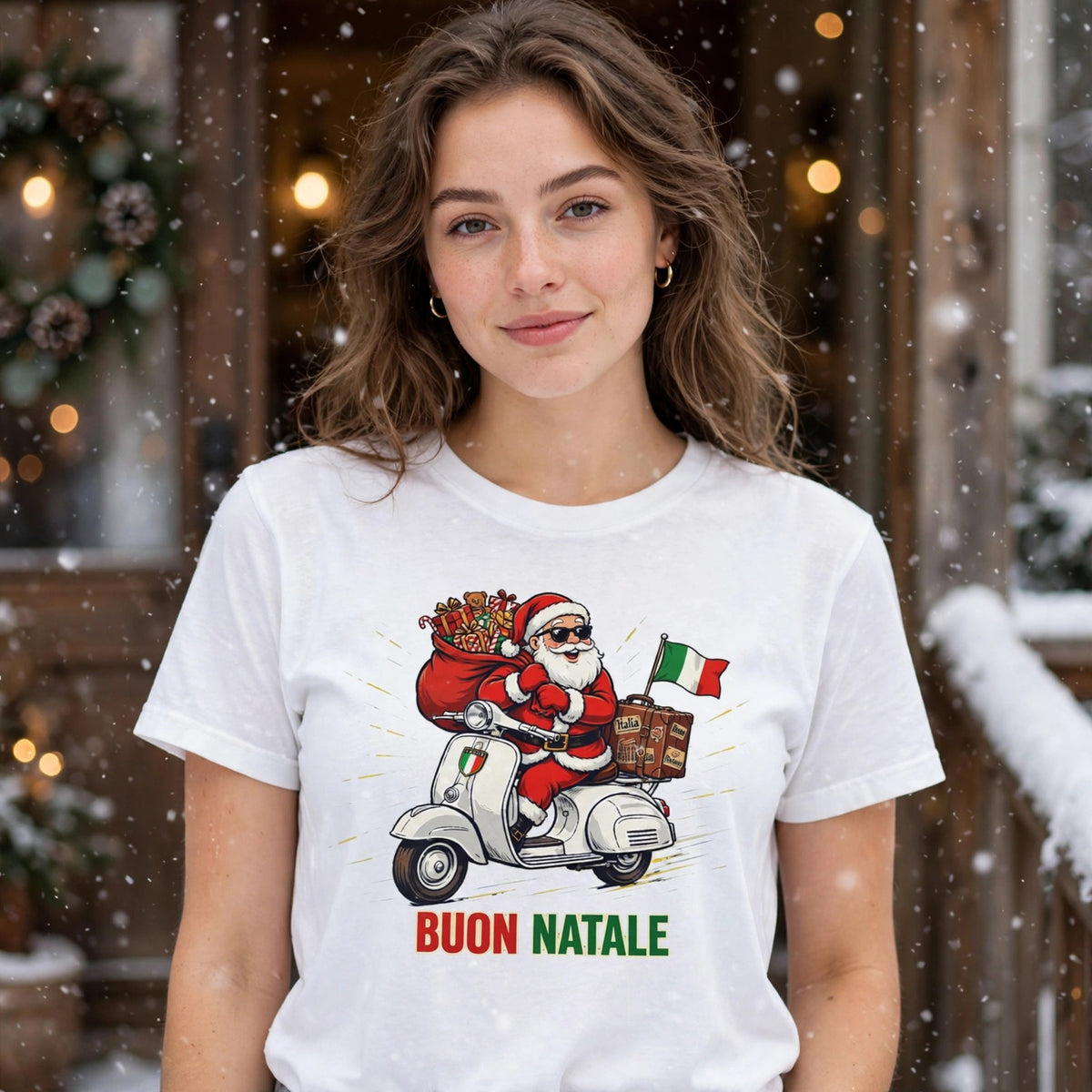 Buon Natale Scooter Santa T-Shirt — Italian Christmas Tee