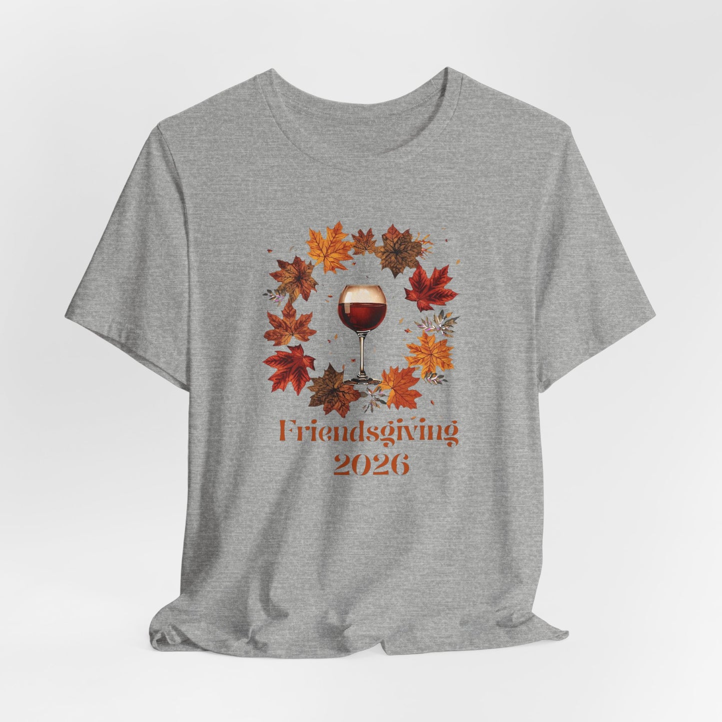 Friendsgiving 2026 Tee — Wine Glass & Autumn Leaves Shirt
